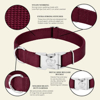 Country Brook Petz - Premium Nylon Dog Collar with Metal Buckle for Small Medium Large Breeds - 30+ - Large (Pack of 1) / Burgundy - image 2