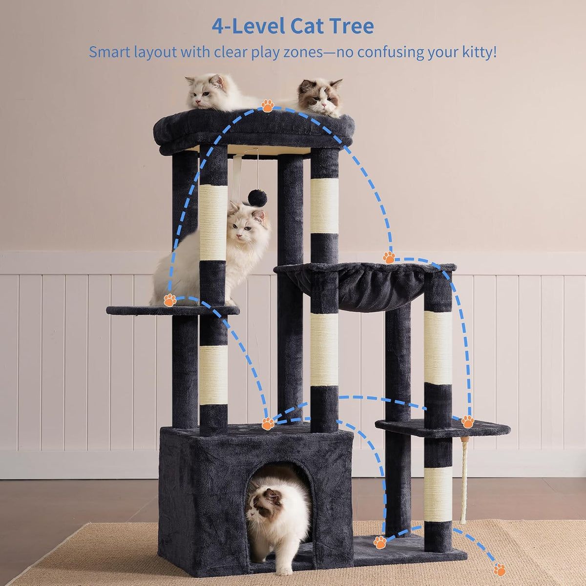Heybly Heavy Duty Cat Tree with Large Base for Large Indoor Cats - Smoky Gray / L - image 2