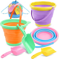 JOYIN Foldable Beach Bucket Set, Camping Gear, Travelling - Orange/Blue/Purple
