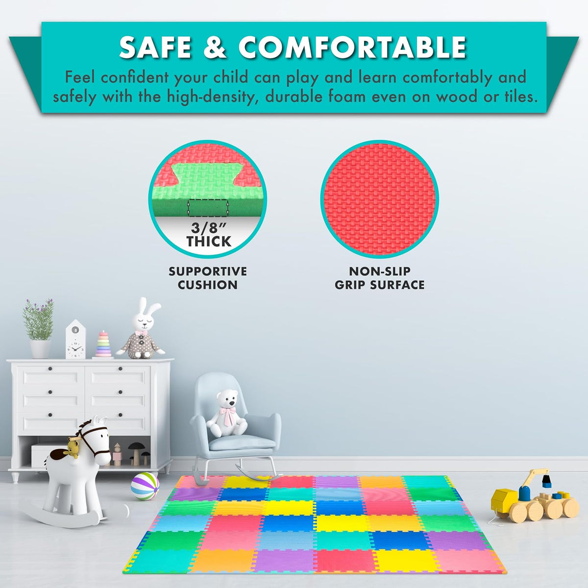 ProSource Play Mat, Soft Foam Floor Tiles for Kids - image 4