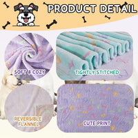 Rezutan Blanket for Large Dogs & Cats Soft Reversible Cute Paw 40"x31" – Essentials for Dogs - Purple1/Green1/Brown1 / Medium,30x20Inch - image 2