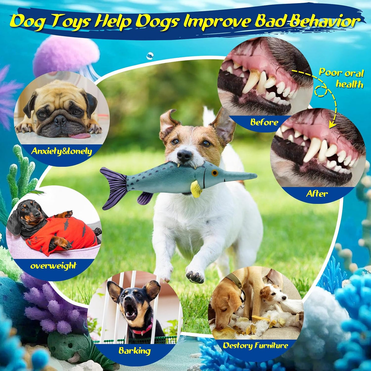 Fuufome Squeaky Dog Toys for Indoor Play with Small - Light blue - image 4