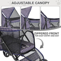 MoNiBloom 4 Wheels Pet Stroller, Easy-Fold Umbrella Shaped Dog Cat Jogger Stroller w/Storage Bag & Visible Mesh for Small/Medium Dogs Cats Plaid