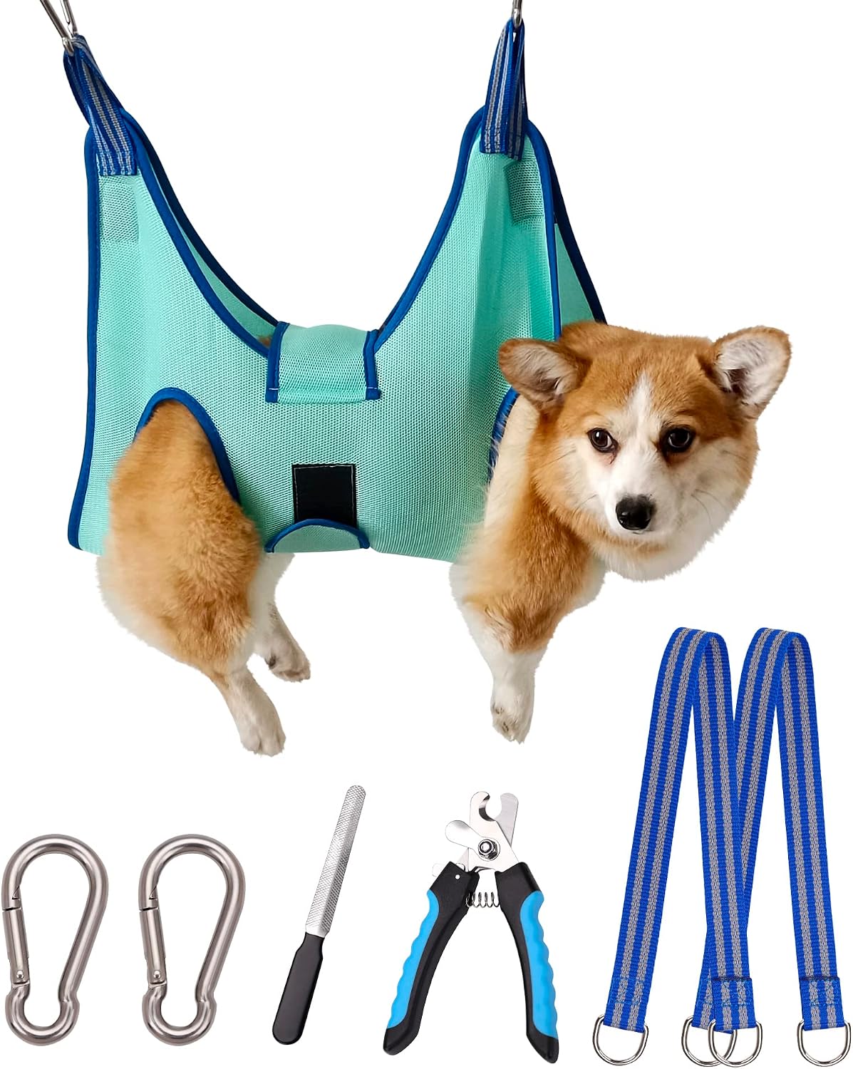Kkiimatt Dog Grooming Hammock - Large 42 LB Max/Turquoise