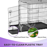 BestPet | Dog Crate | 30" | Black | Foldable Metal Kennel with Double Doors, Secure Slide-Bolt Latches, Leakproof Tray | Portable Dog Cage for Small Breeds | for Travel, Indoor & Outdoor Use