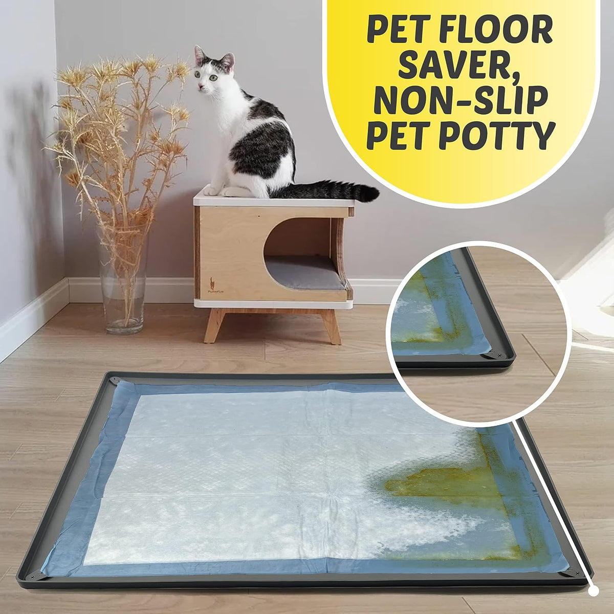 Dog Pee Pad Holder Tray Fits for 30” x 23” Pee Pads - 30 x 28 Inches / Gray - image 4