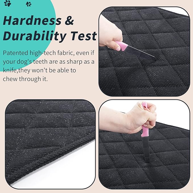 MABOZOO Indestructible Dog Bed, Chew Proof Crate Pad for Aggressive Chewers, Machine Washable Quilted Mat, Durable for Small and Medium Dogs, Black Kennel Pad (18x29 in)