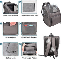 Jespet Pet Backpack Carrier for Small Dog - 4-Grey - image 2