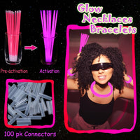 ILHSTY 100 pack green 8 inch glow sticks with connectors for necklaces - view 24