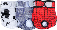 Avont 3 Pack Reusable Dog Diapers - Mixed Pattern - Web/Milk/Jeans / S