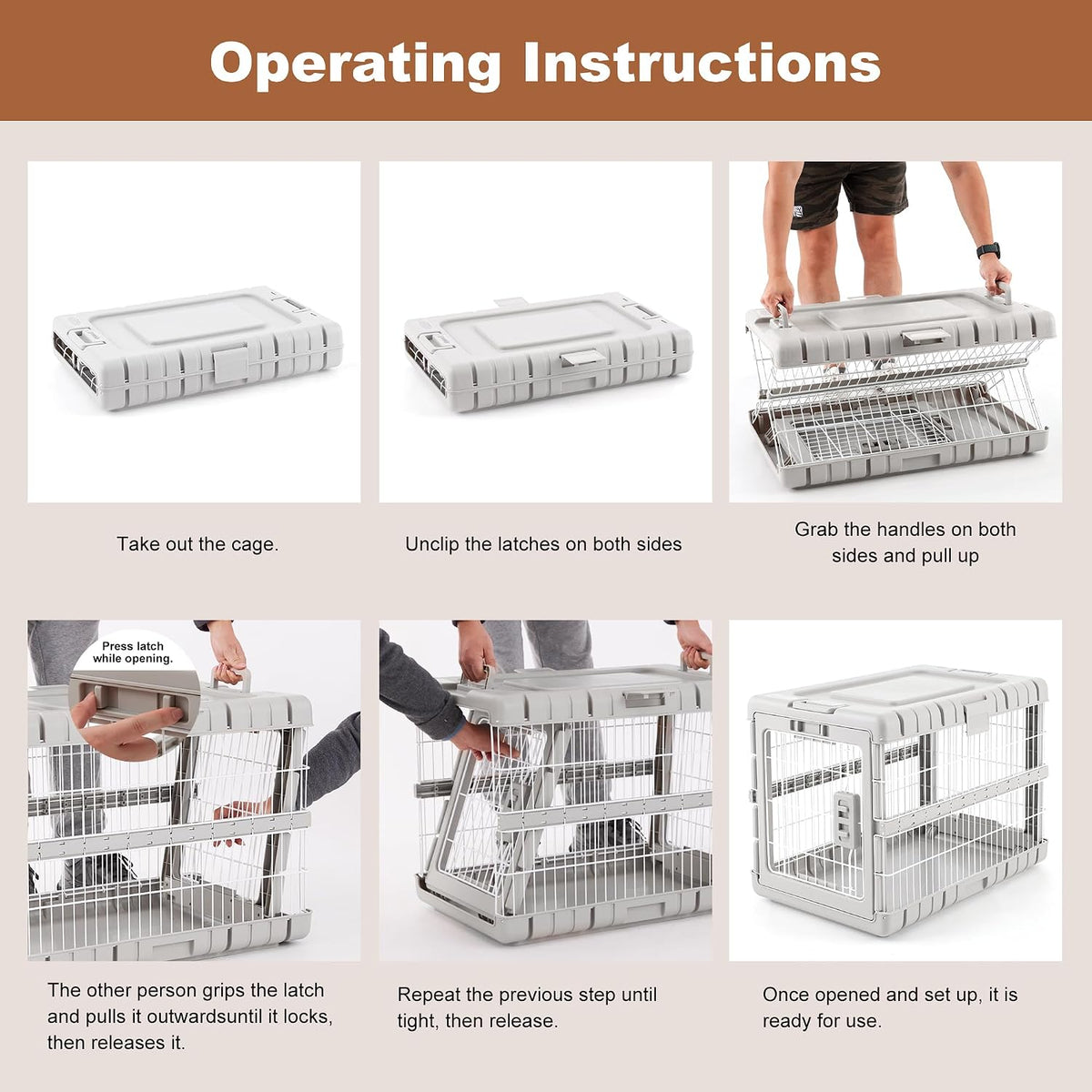 28" L Collapsible Dog Crate for Dogs - Beige / 36.42 x 24.2 x 26 in - image 4