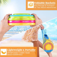 JOYIN Foldable Beach Bucket Set, Camping Gear, Travelling - Pink/Purple/Green - image 4