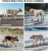 Dog Shoes Lightweight Dog Boots-Breathable Knitted Paw Protector with Adjustable Strap for Hot Pavement, Rain Walking, Hardwood Floors Anti Slip Reduce Noise, Prevent Licking Paws(Yellow,M)