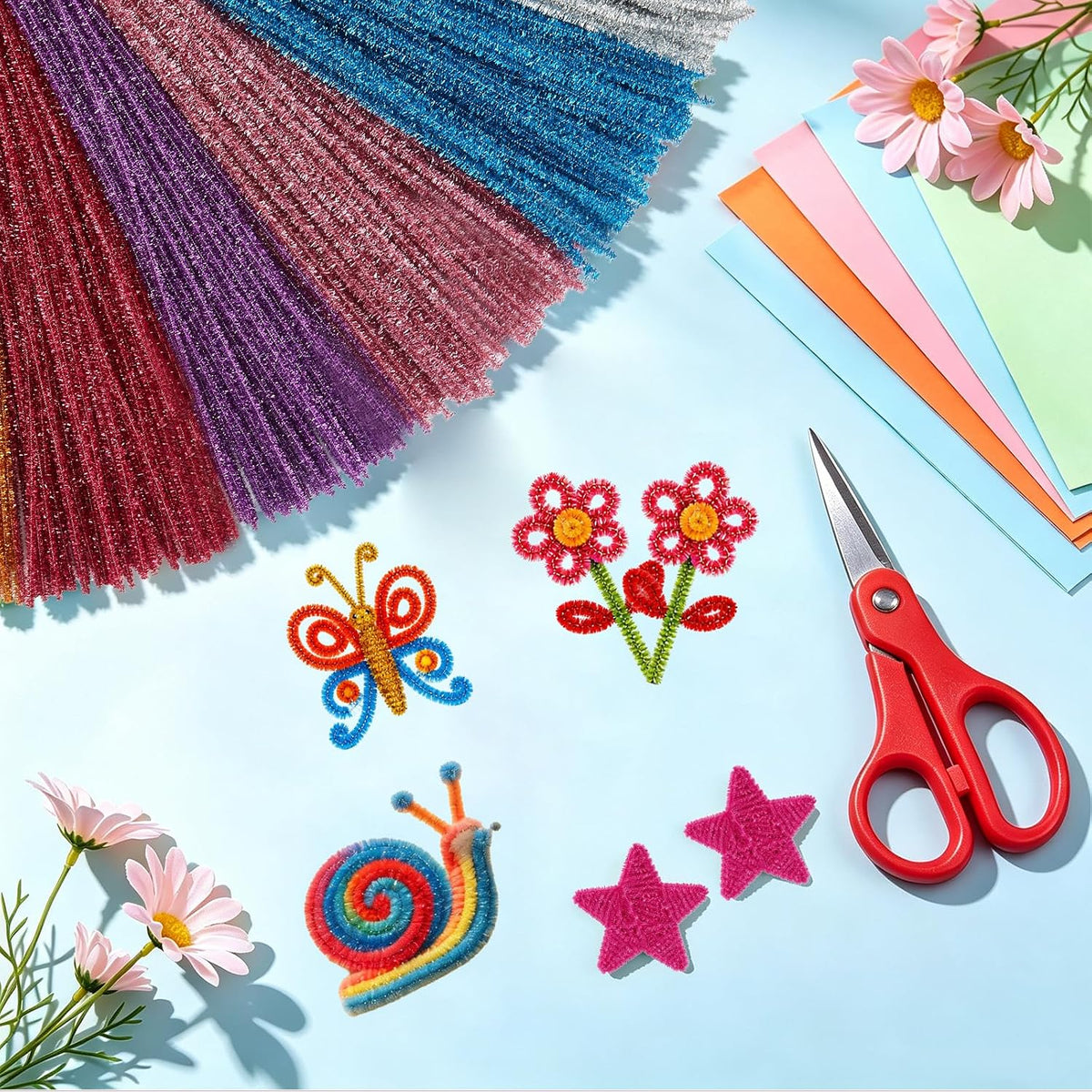 Black Pipe Cleaners for Crafts, Craft Supplies, Arts and Crafts - Glitter - image 4