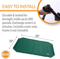 K&H Outdoor Elevated Dog Bed Pet Cot Replacement Cover - Green All Season Mesh / Medium 32 X 25 Inches - image 2