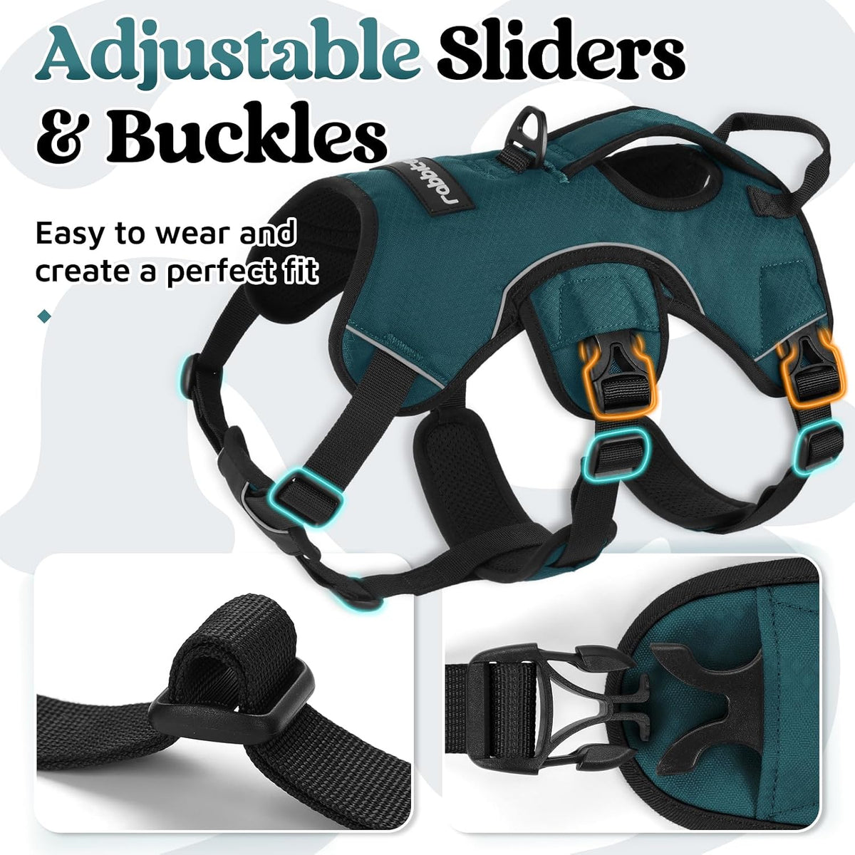 rabbitgoo Escape Proof Dog Harness for Large - Dark Green / Large - image 4