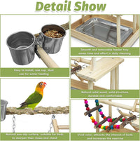 PINVNBY Bird Playground Parrot Playstand Birds Play Stand Wood - Two Floors With Bell Platform - image 4