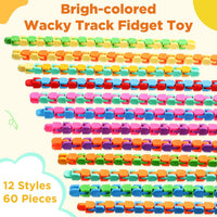 Sotiff wacky tracks fidget toys, 60 pack of clicking snap link chains in assorted colors - view 9