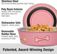 Loving Pets Bella Dog Bowls, Stainless Steel Dog & Cat Bowls - Coastal Pink / Small (10-20lbs) - image 2