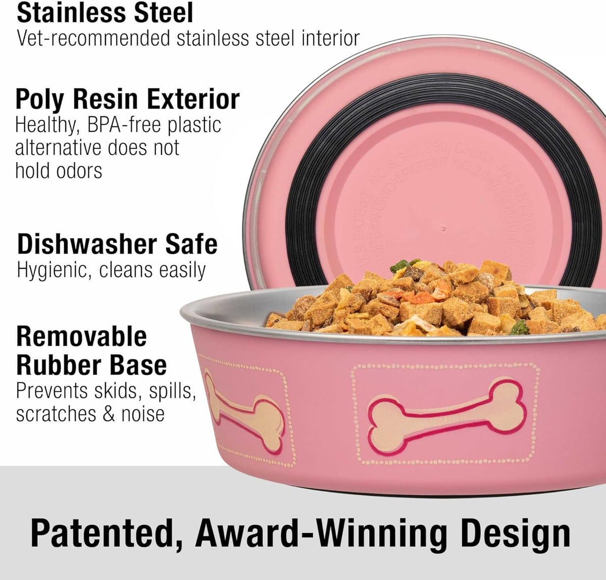 Loving Pets Bella Dog Bowls, Stainless Steel Dog & Cat Bowls - Coastal Pink / Small (10-20lbs) - image 2