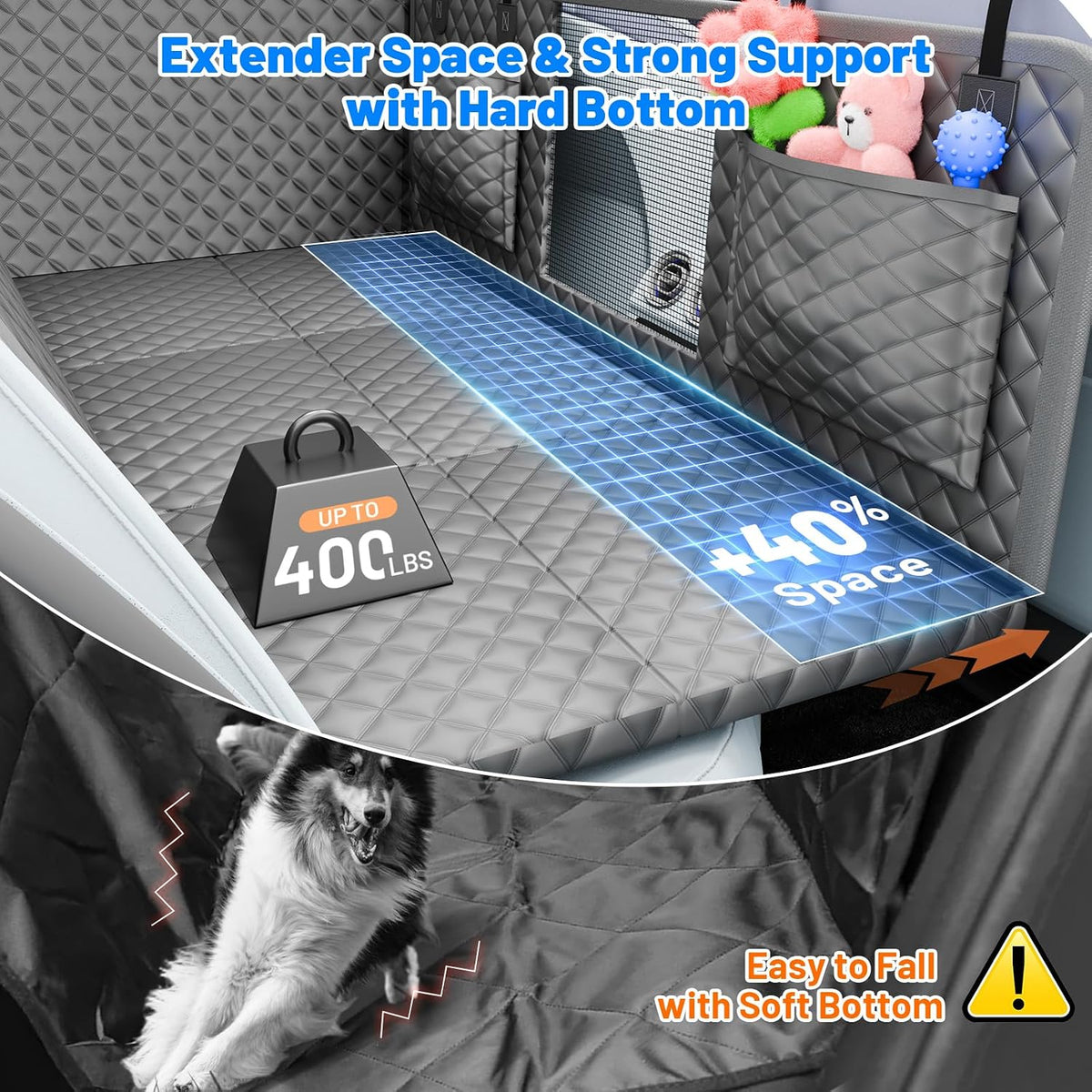Dog Car Seat Cover for Back Seat - Grey / L - For Cars/SUV/ Sedans/MPV - image 2