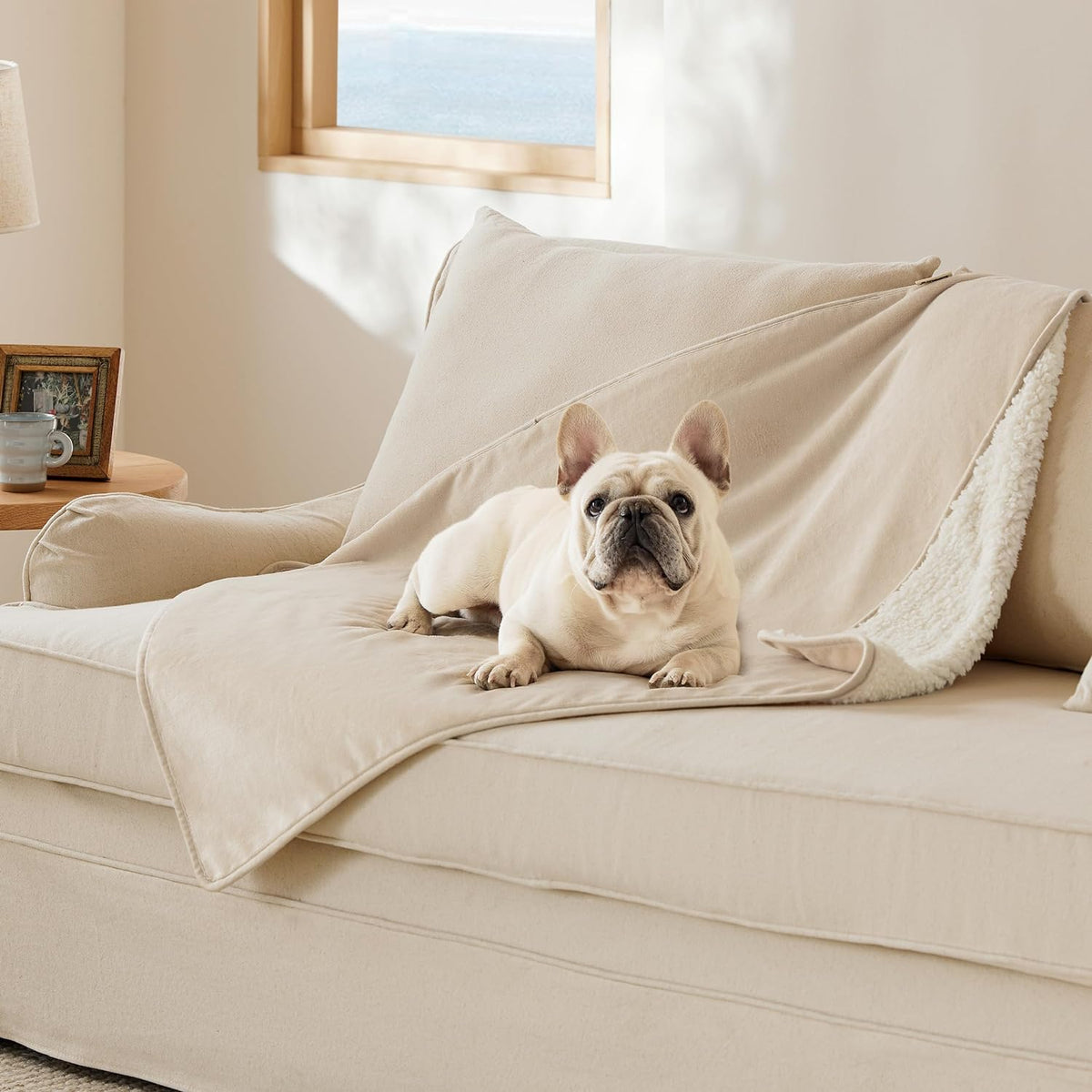 Bedsure Waterproof Dog Blankets for Small Dogs Soft Cat Blanket Warm - M(30x40") / Cream
