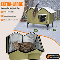 Outdoor Heated Cat House for Outside - Green / L - image 4