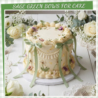 30 Pack Bow Cake Toppers Black Ribbon Bows for Cake Halloween Party - Sage Green - image 3