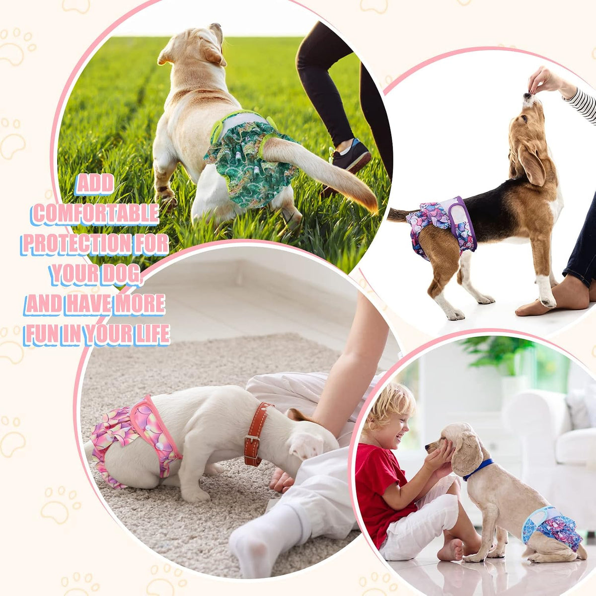 4 Pack Dog Diapers Female Washable Dog Diapers – Essentials for Dogs - XS / Mermaid - image 4