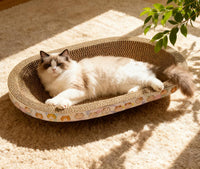 3 Pack Cat Scratcher Bed, Oval Cardboard Cat Scratcher Cat Scratch Pad Board Lounge Couch - M(17.5"x13.6"x3") - image 2