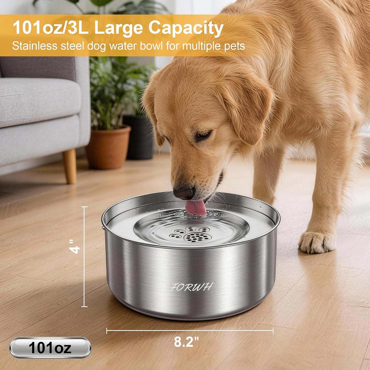 304 Stainless Steel Dog Water Bowl No Spill - image 3
