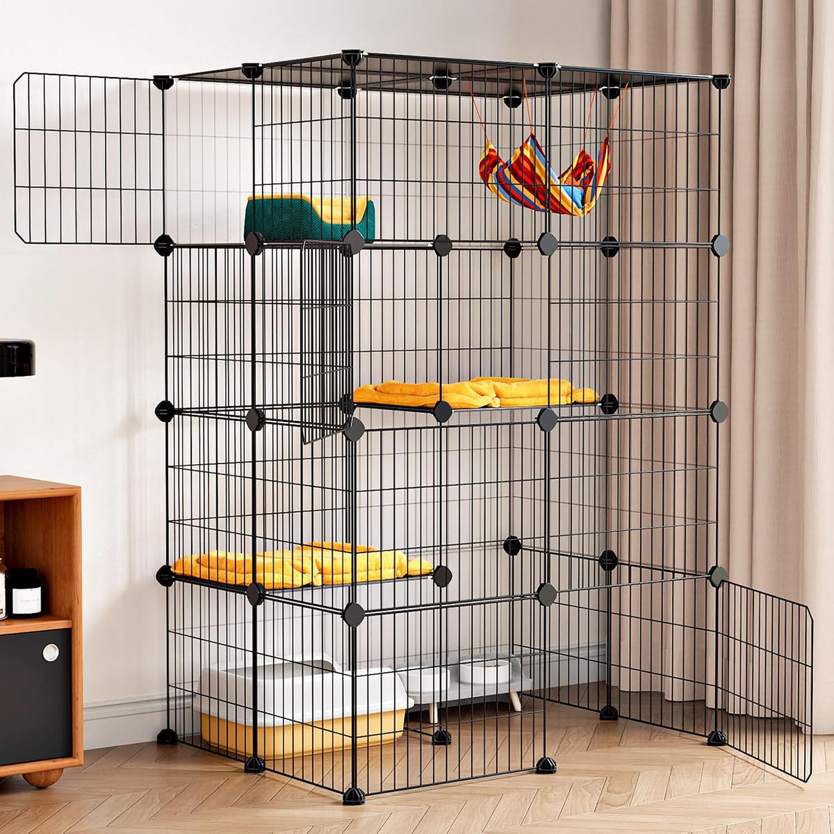 3-Tier Cat Cages Indoor Enclosure DIY Cat Playpen Catio Detachable - 31.5"L x 23.6"W x 47.2"H
