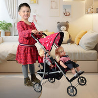 Double Baby Doll Stroller for Twin Dolls - Red - image 2