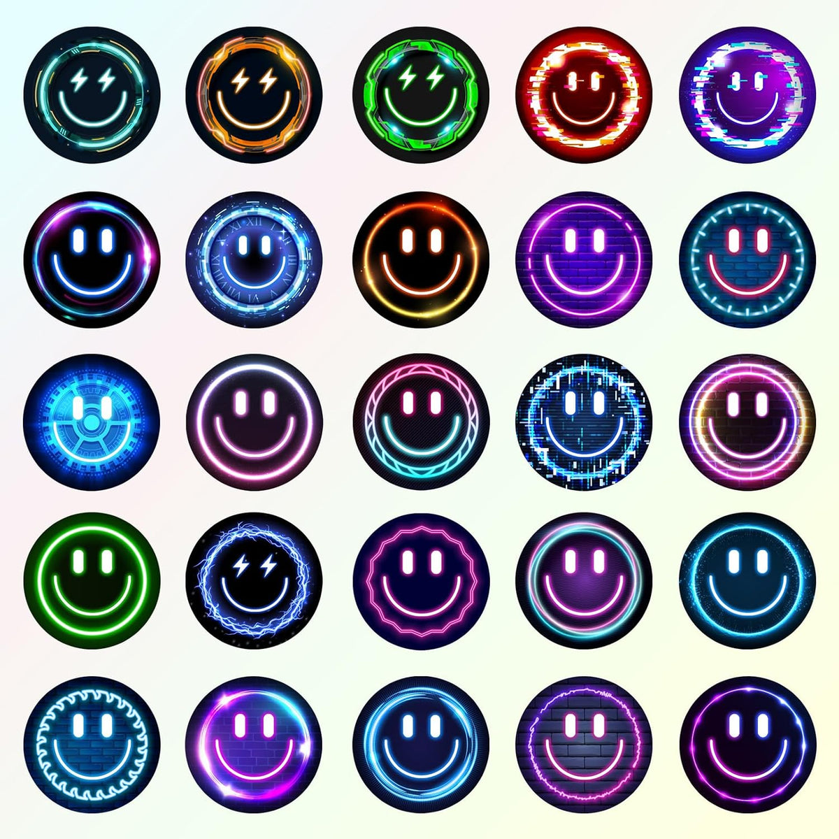 50PCS Smile Face Stickers Cute Water Bottle Stickers for Kids – Fun for Kids & Family - 50pcs Neon Stickers - image 2