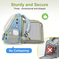 Cat Backpack Carrier, Breathable Cat Carrier Large Space Bubble Pet Backpack for Kitty Small Dog up - Square Expandable- Blue - image 4