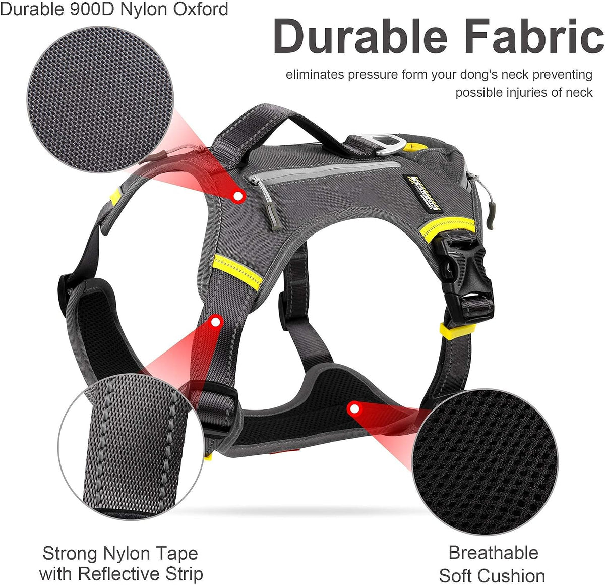 Fida Dog Harness, No-Pull Pet Vest with Saddle Bags Backpack - Medium (Neck:17"-23";Chest:22.5"-27") / Black - image 3