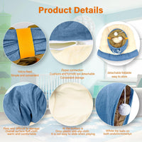 Bunny Tunnel Bed, 2-in-1 Collapsible Rabbit Tunnel Hideout with Mat – Essentials for Small Pets - Blue - image 3