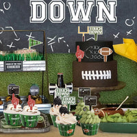 Hxezoc football cupcake toppers and wrappers set with brown and green football designs - view 39