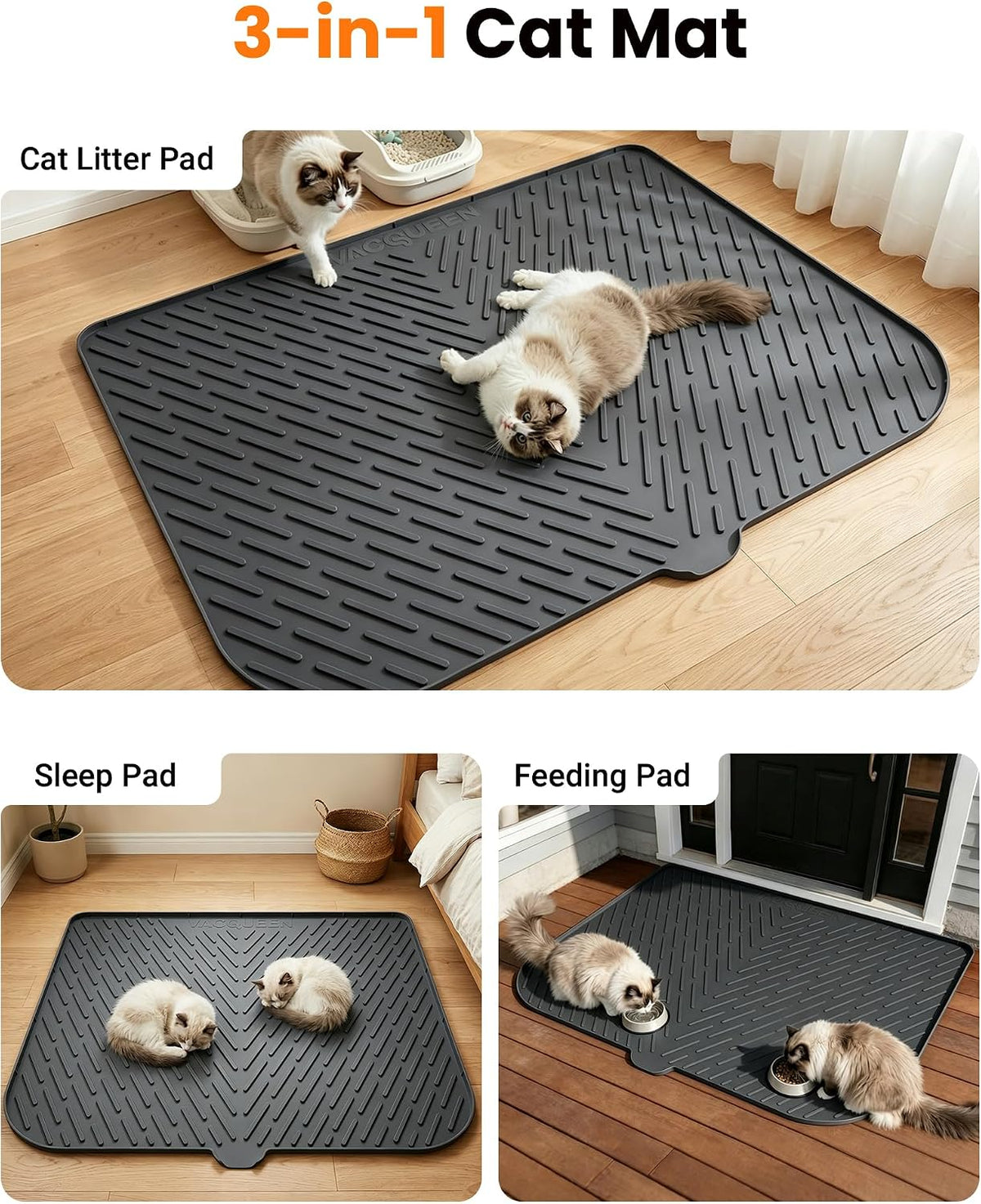 Cat Litter Mat, 47"x37" Extra Large Litter Box Mat, Silicone Mat - Dark Grey - image 3