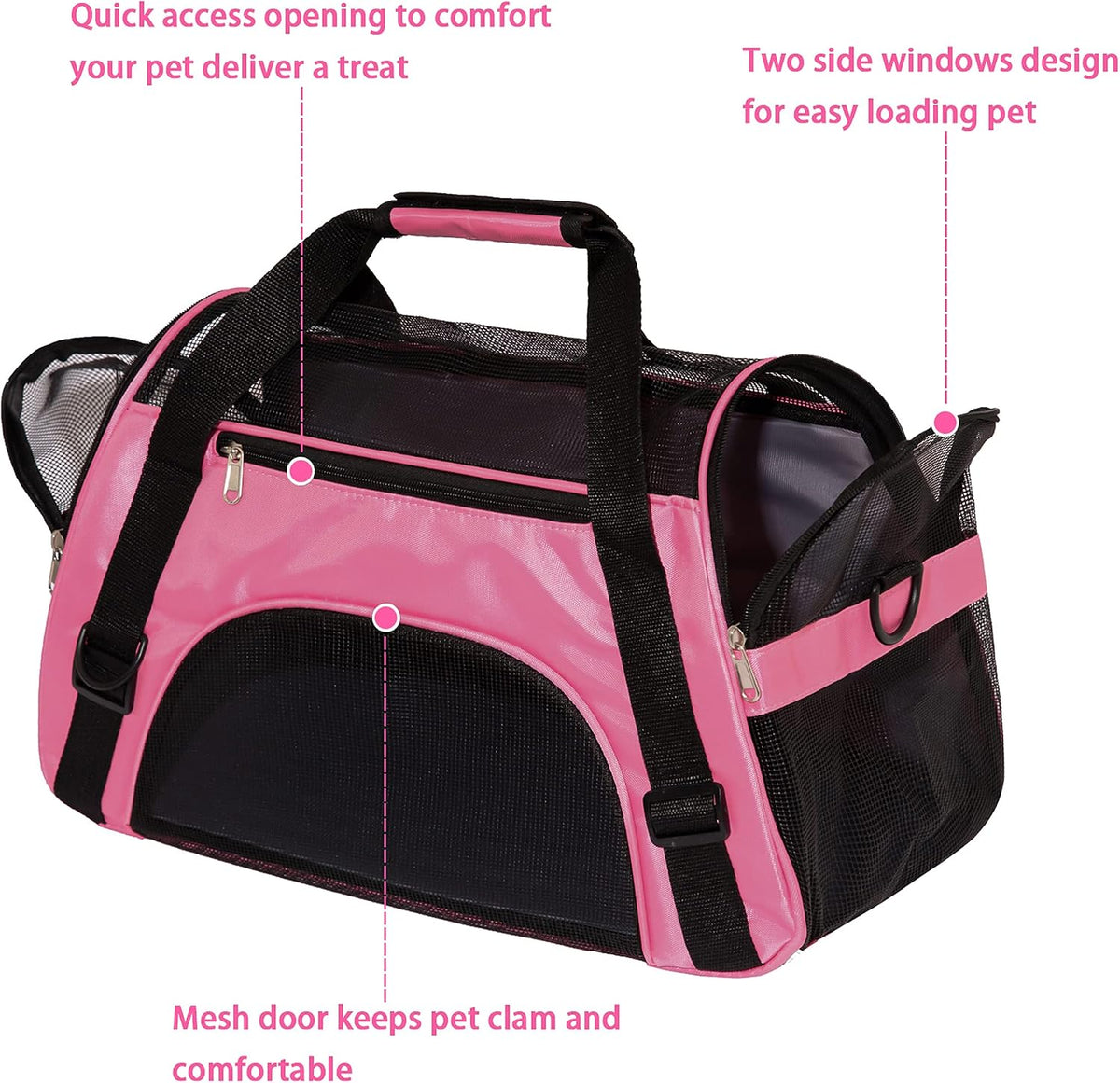 MuchL Cat Carrier for Cats Soft-Sided Travel Pat Carrier for Cat - Medium-Pink - image 3