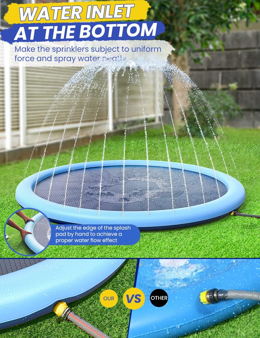 Splash Pad Non-Slip Dogs Cool Sprinkler Pool Extra Large Splash Pads – Fun for Kids & Family - 87 inch - image 4