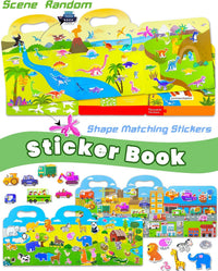 Walenced Reusable Sticker Book, Stickers for Kids - Animal+Dinosaur+Vehicle - image 3