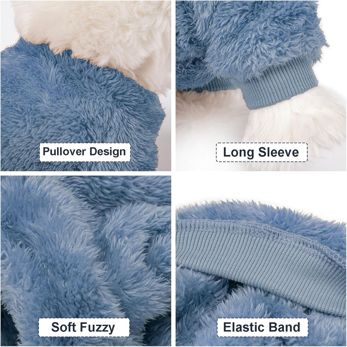 3 Pack Dog Sweaters, Dog Clothes for Small Dogs Girl Boy – Essentials for Dogs - X-Small / Blue+Lt Coffee+Dark Grey - image 4