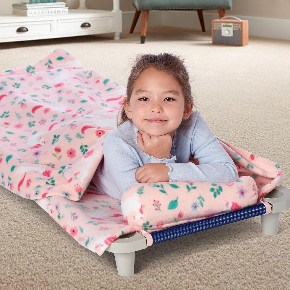 ROLLEE POLLEE Nap Sac Roll Up Napping Blanket with Attached Pillow - Unicorn Garden - image 3