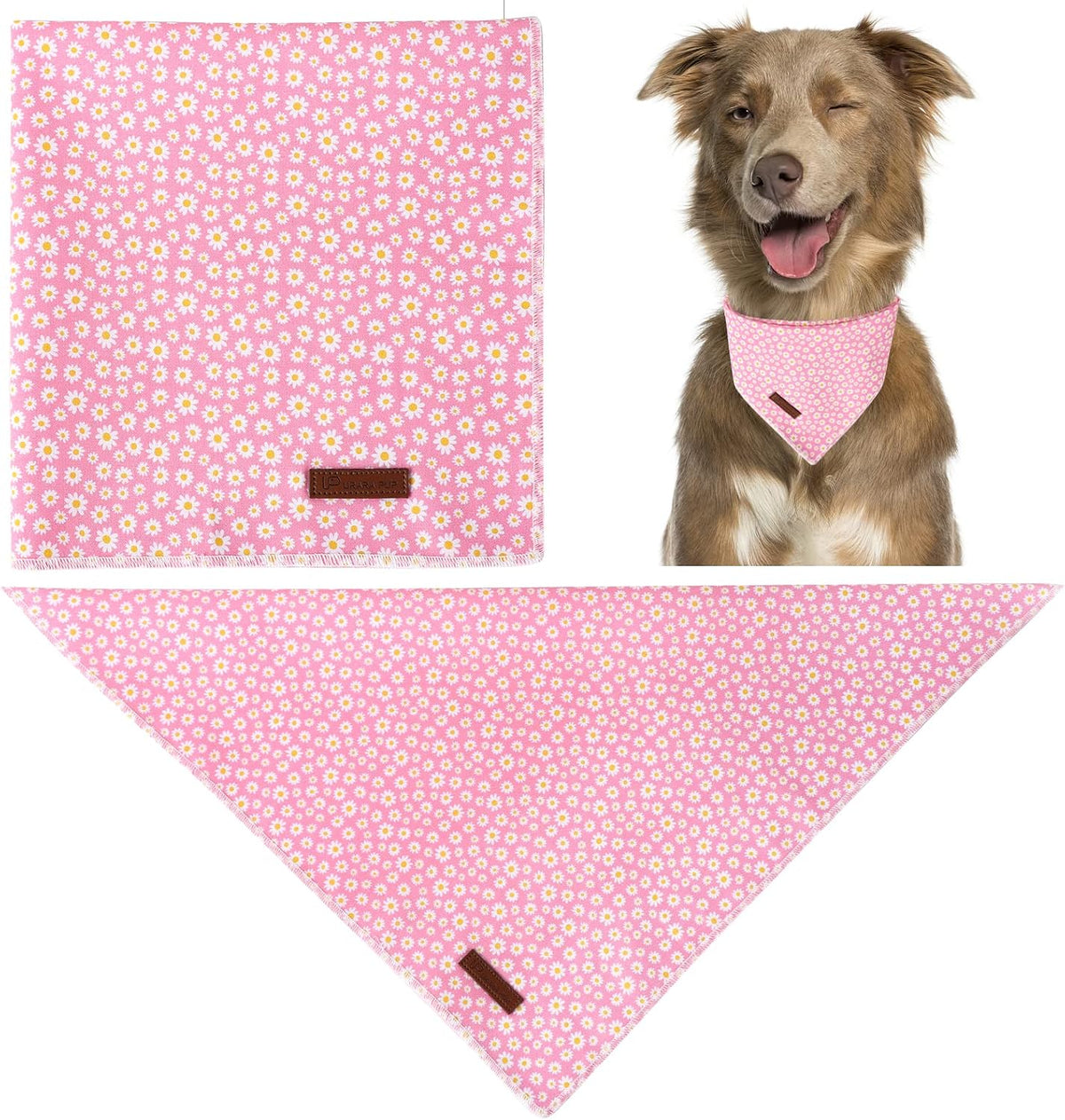 Summer Dog Bandana, UP URARA PUP Strawberry Triangle Bid Scarf for Medium Large Dogs, Cotton - Daisy / S - image 2