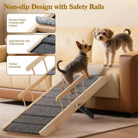 Dog Ramp for Bed Couch, Pet Ramp for Small Medium Old Dogs Cats with 10 Adjustable Heights from 5.91" to 19.69", 47" Long Portable Non-Slip Dog Bed Ramp for High Bed, Couch, Hold up to 200 LBS