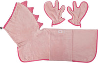 Pawyee Super Soft Fast-Drying Dog Towel with Drying Gloves for Cold - X-Large / Pink Dino - image 2