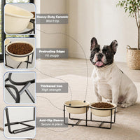 Ceramic Elevated Dog Bowls with Stand - Beige / L × 2 - image 4