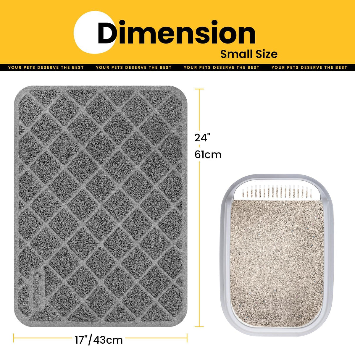 Conlun Cat Litter Mat Litter Trapping Mat - Charcoal / Small (24" x 17") - image 2