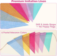 RUBFAC 170ft 120pcs Red White Striped Pennant Banner – Fun for Kids & Family - Pastel / 78ft - image 3